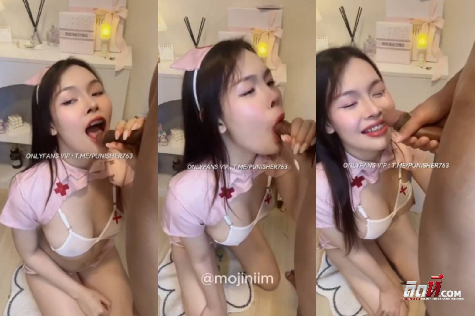 คลิปหลุดโอนลี่แฟน น้องโมจินิ่ม Mojiniim น่าใส่คอสเพลย์พยาบาลสาวนั่งดูดควยให้คนไข้ โม๊คเสียวลีลาเด็ดฟินมาก ชักน้ำเงี่ยนพุ่งแตกใส่หน้า